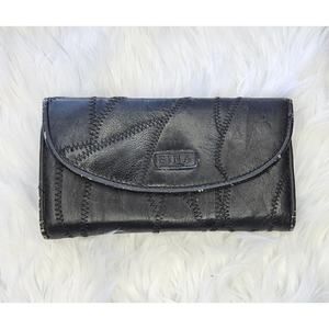 FINA Trifold Black Leather Organizer wallet With‎ Check Book Holder